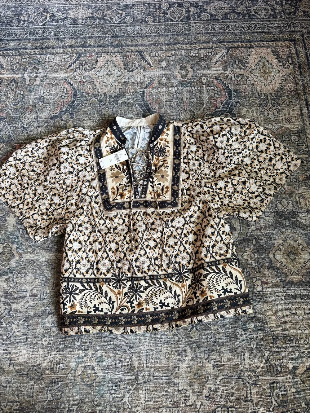 New Anthropologie Pleated Puff Sleeve Top
